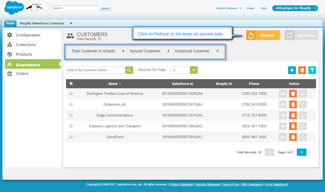customers sync