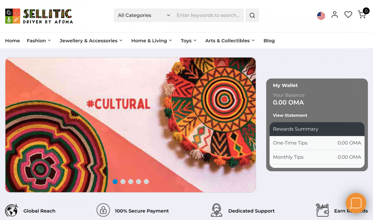 Sellitic artisans online marketplace homepage