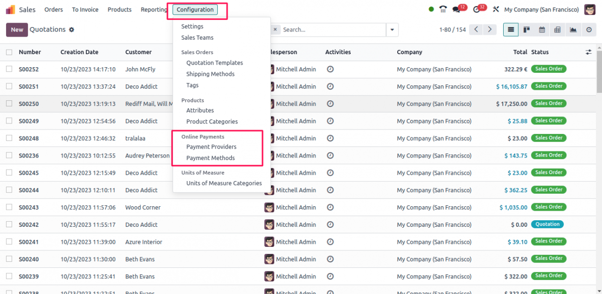 Odoo 17 payment providers