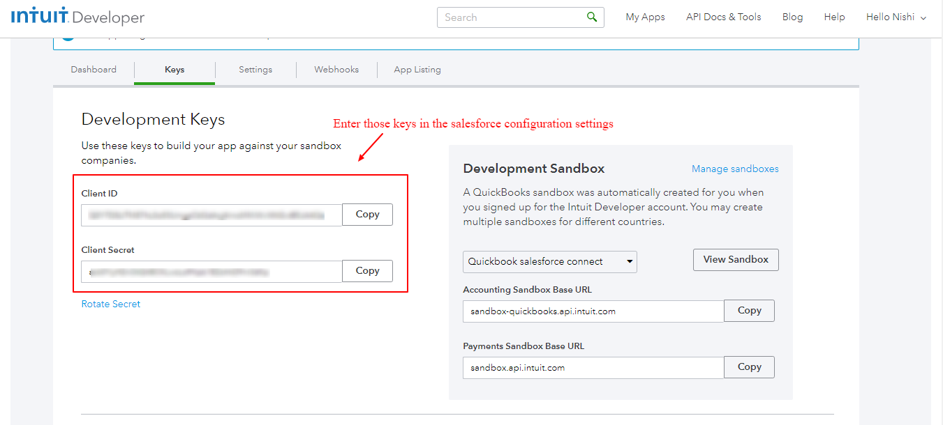 Developer id settings