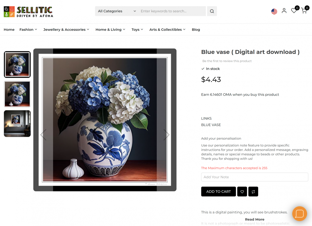 artisans online marketplace product page