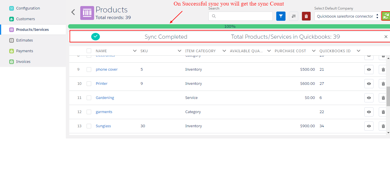 Product and services settings