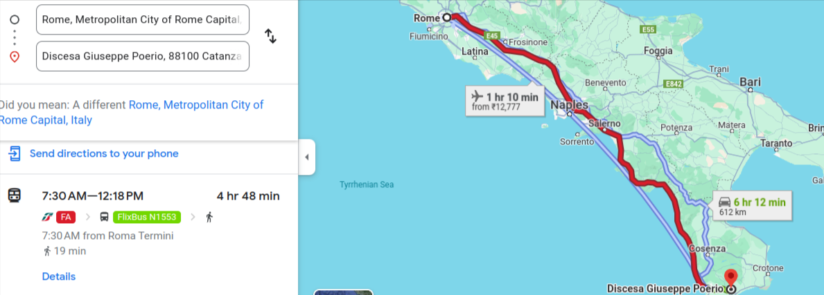 Rome-to-Discesa-Giuseppe-Poerio-Google-Maps