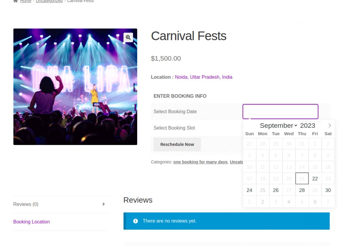 booking page