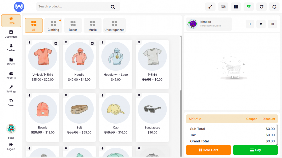 Default POS home page