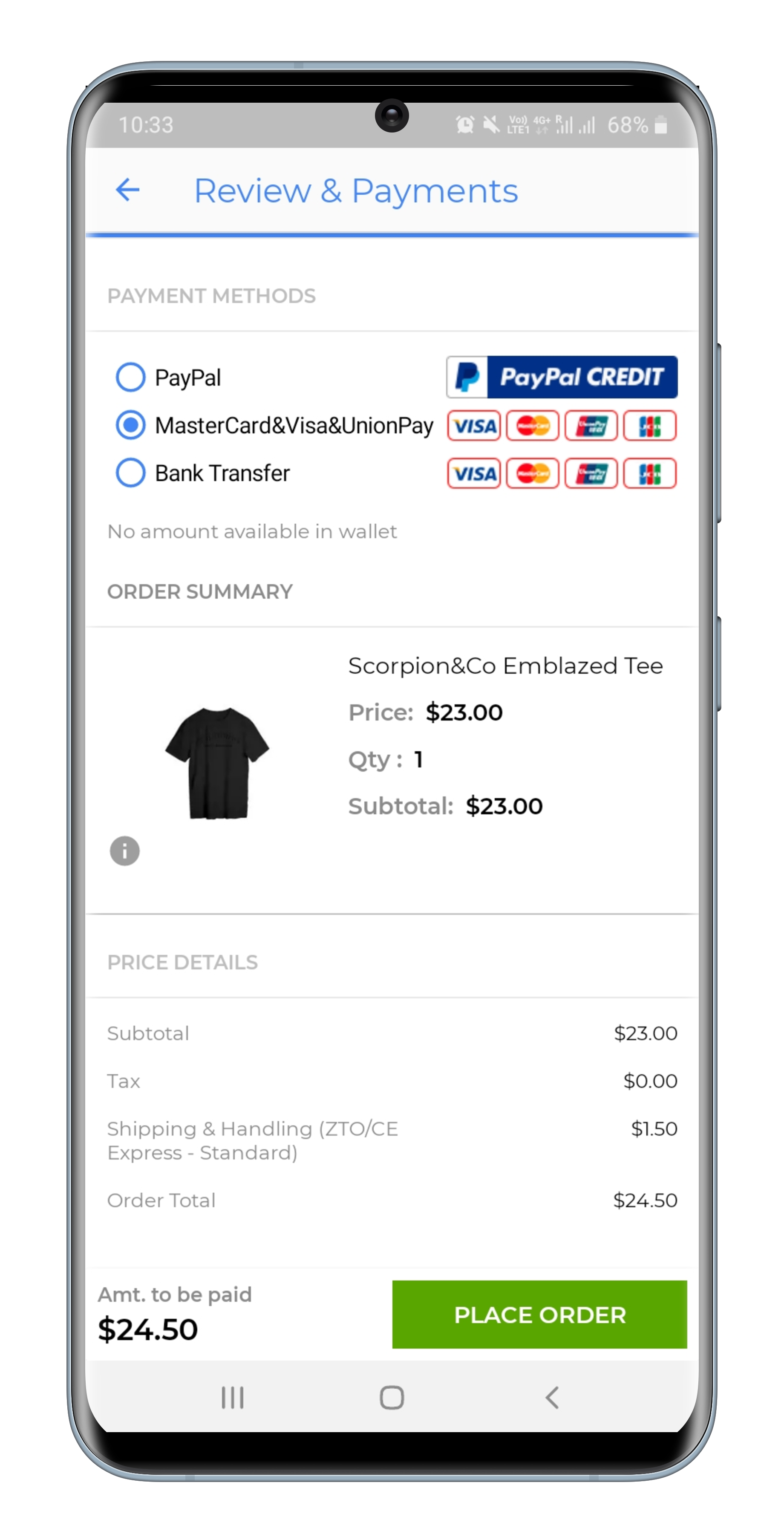 place order