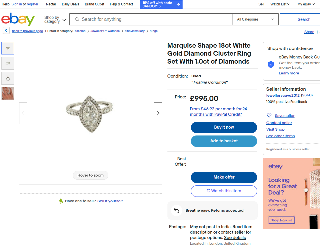ebay product jewellery cave london